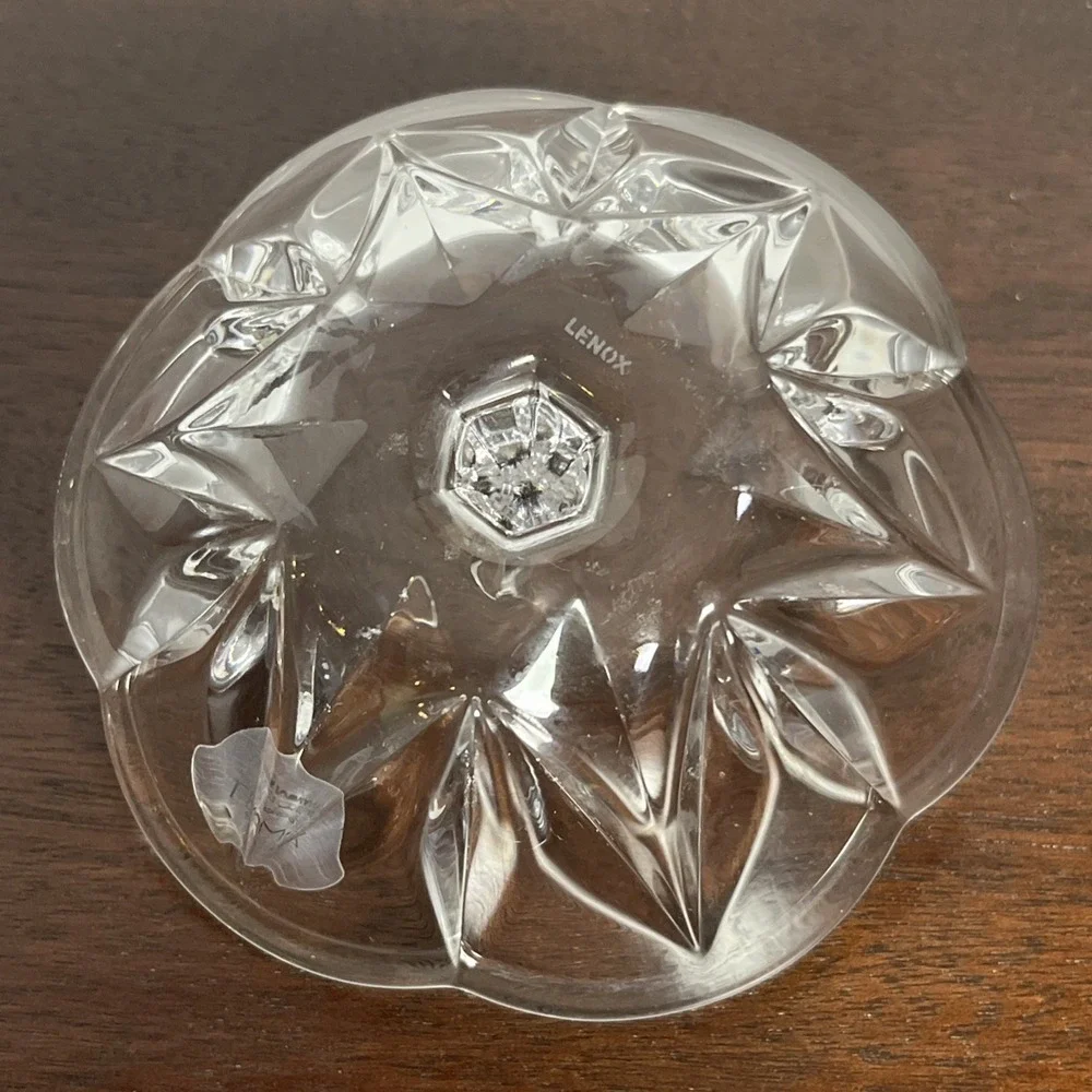 Lenox Lead Crystal Ring Holder Jewelry Glass Petal Trinket Dish Original Sticker